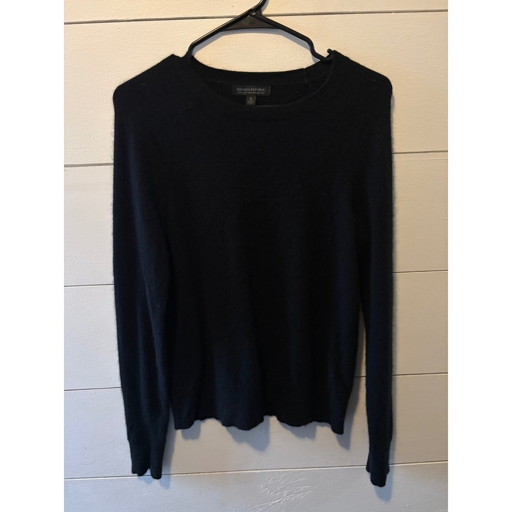 Banana Republic Italian Merino Blend Sweater Black Crewneck Womens Small